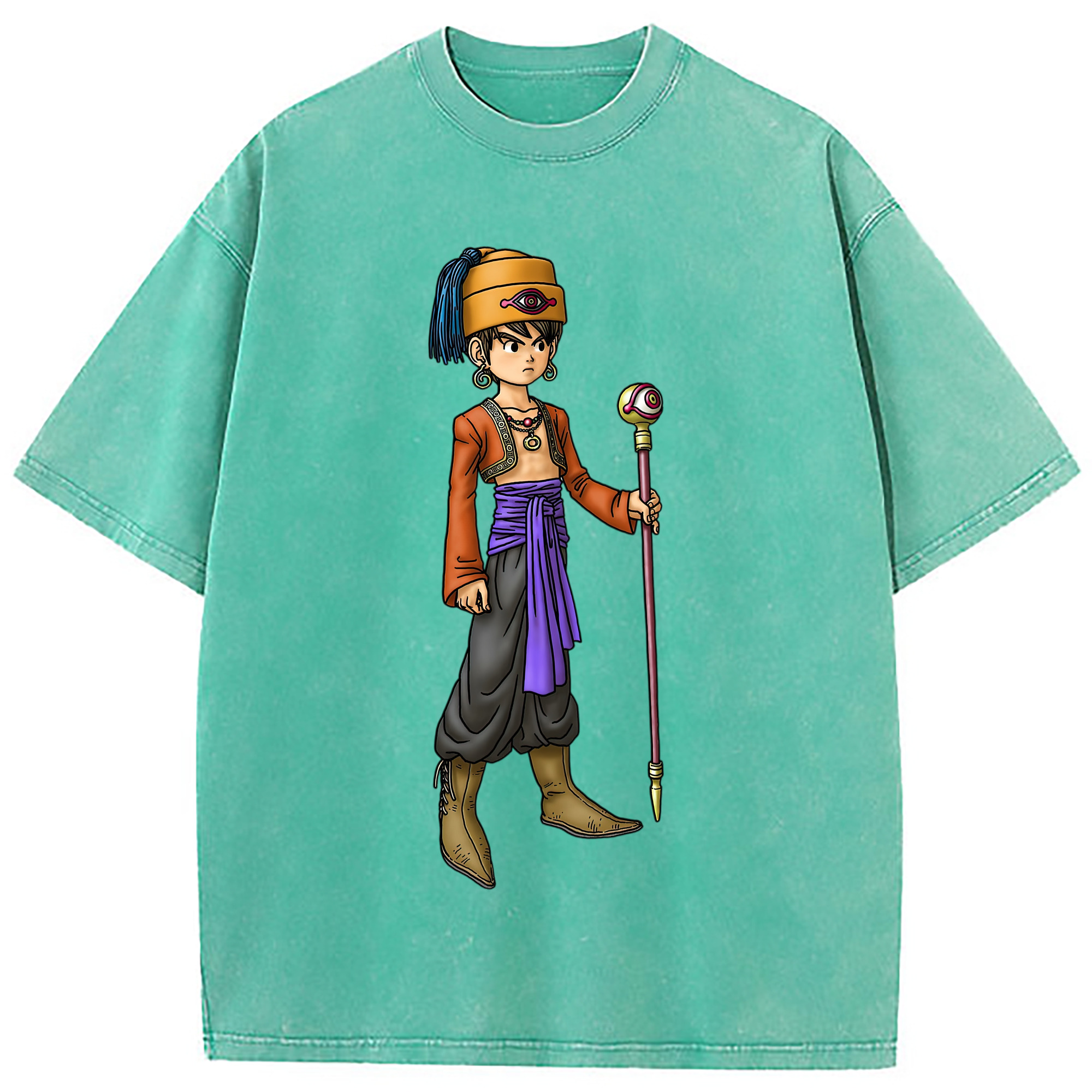 （画像用） ドラゴンクエスト Doragon Kuesuto Dragon Quest 綿100% ヴィンテージ風 半袖Tシャツ（フロントプリント）